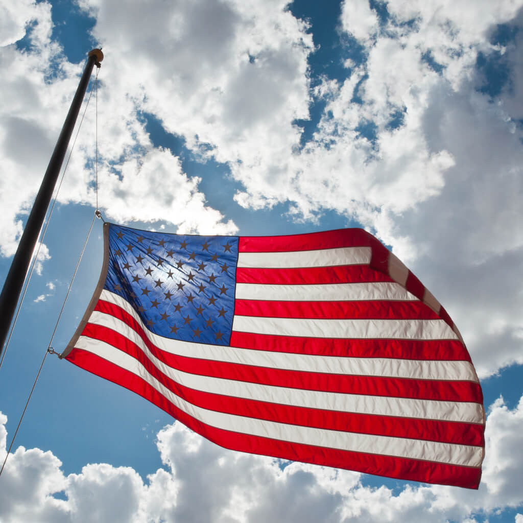 American Flag Pole in Sky