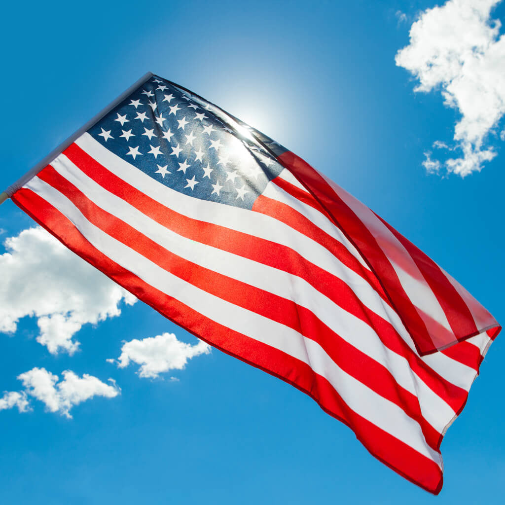 American Flag Pole in Sky