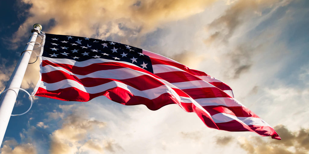 American Flag in Evening Sky