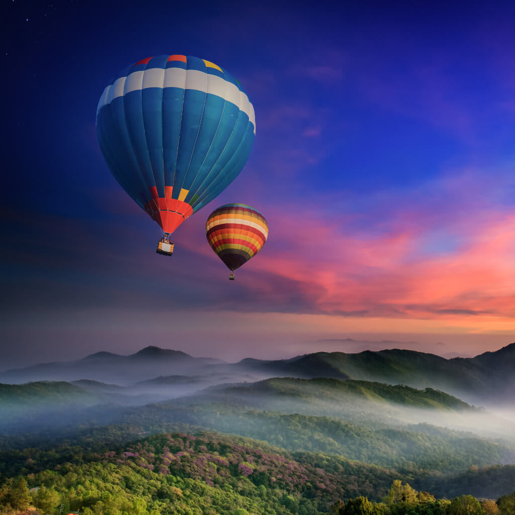 Balloons Over Mountain