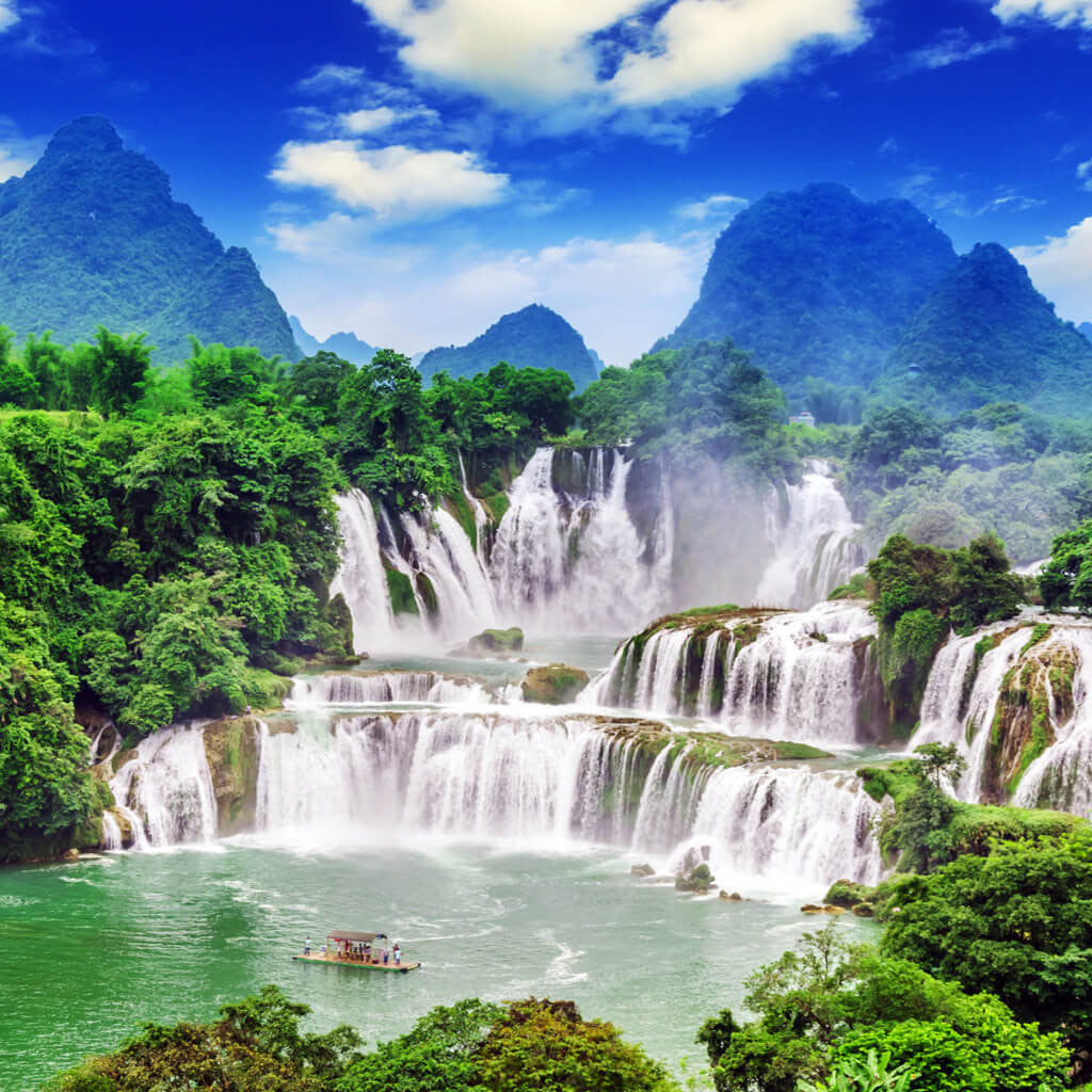 Tropical Blue Sky Waterfall