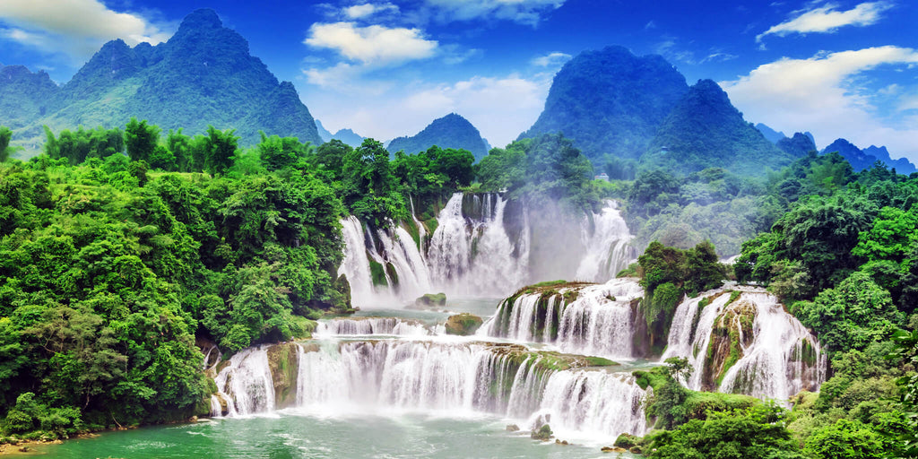 Tropical Blue Sky Waterfall