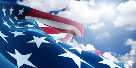 American Flag Waving in Sky